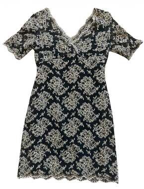Ronni Nicole Petite Black and Gold Floral Lace Dress